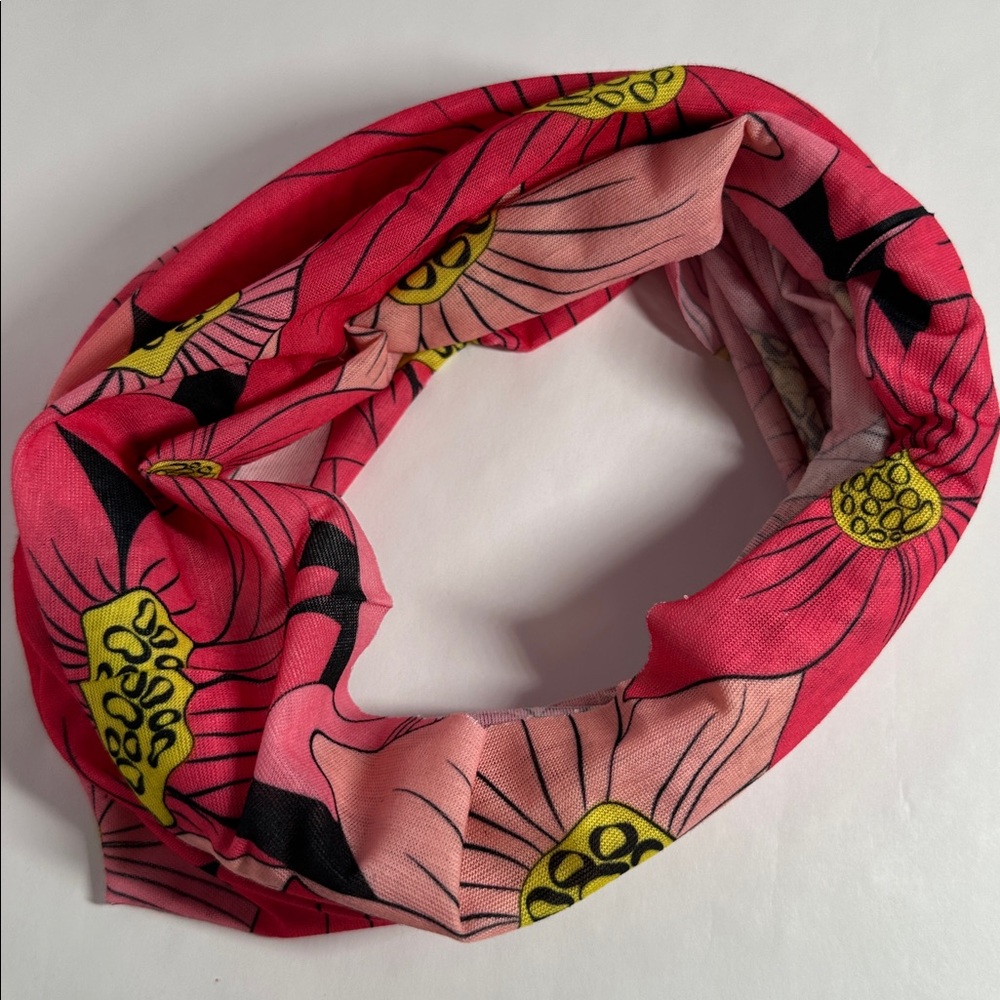 Wide Pink Floral Headband - #2109